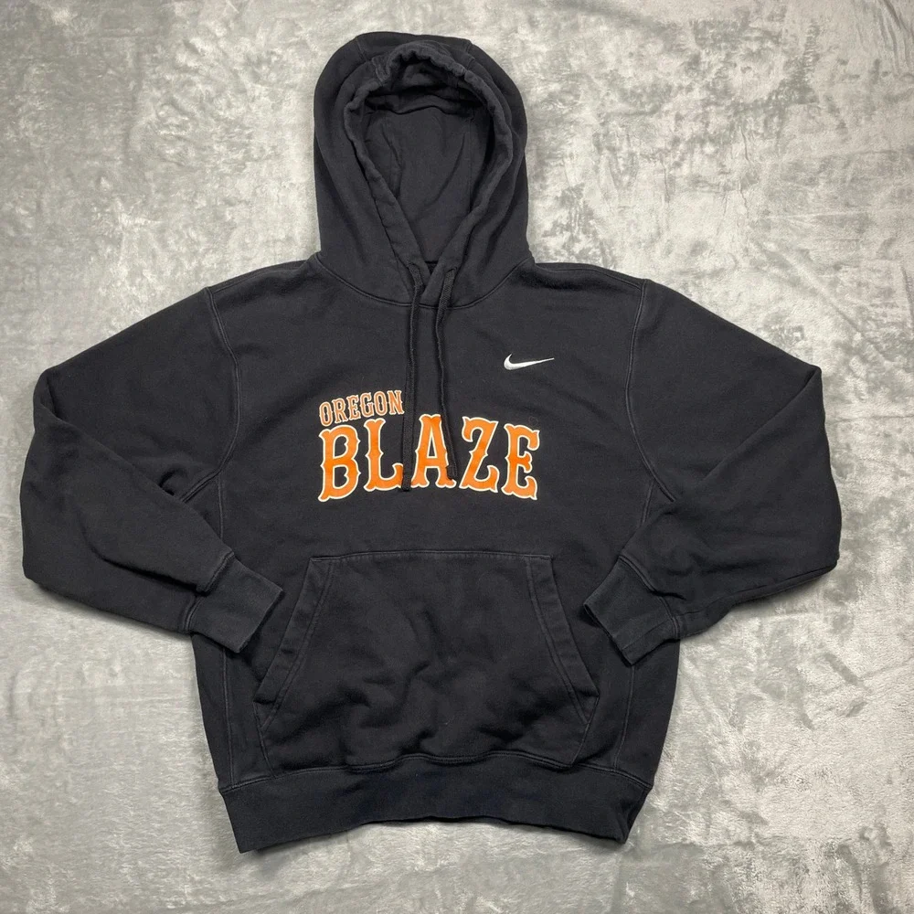 Nike Womens Oregon Blaze Hoodie Small Black Orange Pullover‎ Sweatshirt